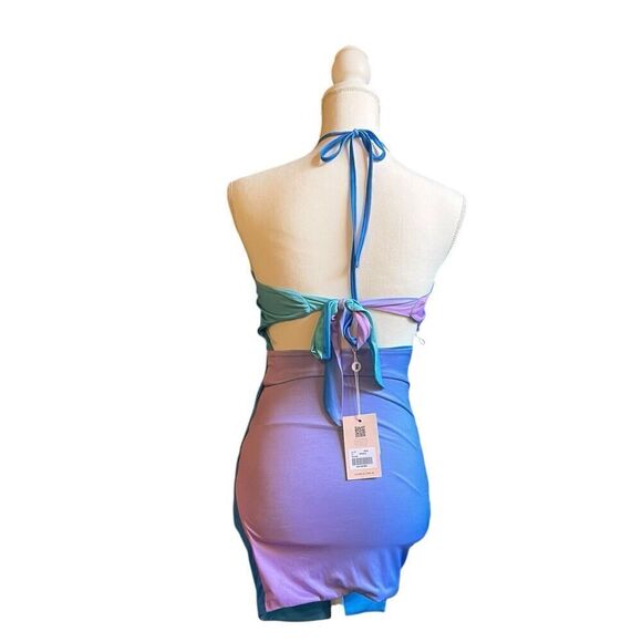 Tiger Mist Mermaid Lillee Mini Dress Blue Ombré Cut Out Beach Travel US XS NWT - Picture 6 of 8